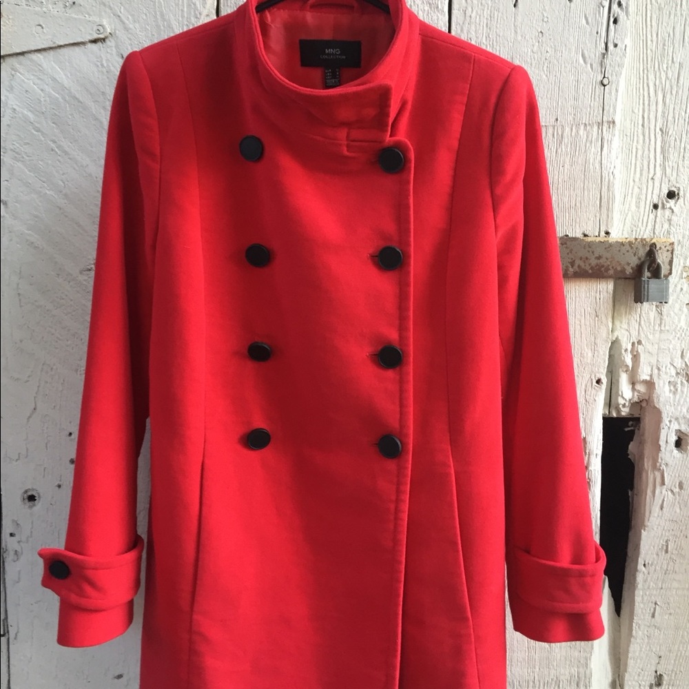 MNG Red Velvet Pea Coat